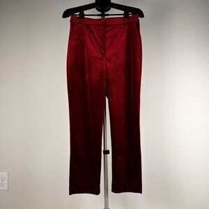 Express Editor Straight Super High Rise Velvet Pants Red 10R